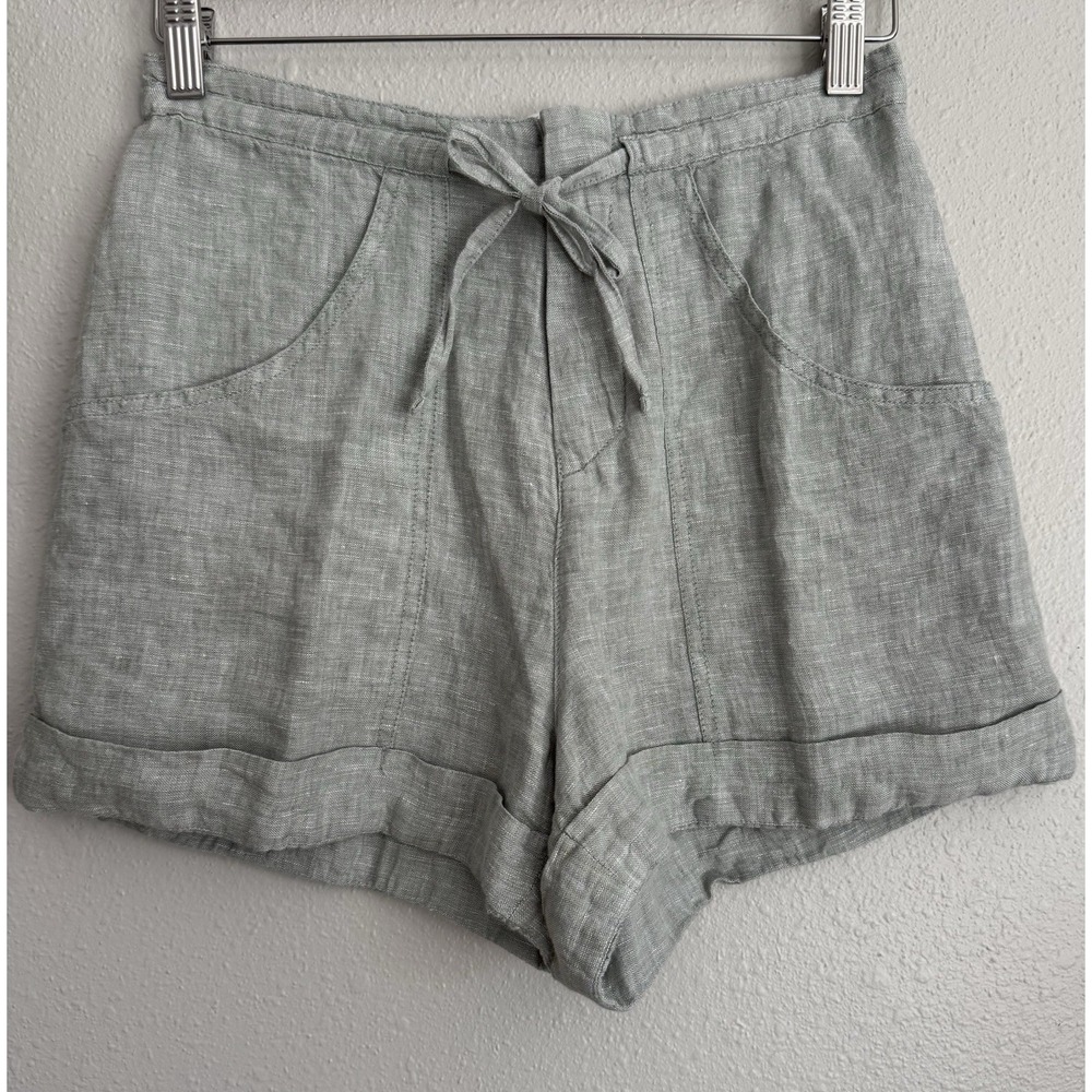 C&C California 100%‎ Linen Shorts Eucalyptus Coastal Grandmother Boho Beach S